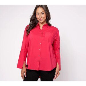 Studio Park x Amy Stran Shirt Size Small Modern Button Front Long Sleeve Rouge